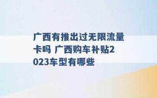 广西有推出过无限流量卡吗 广西购车补贴2023车型有哪些 