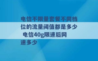 电信不限量套餐不同档位的流量阈值都是多少 电信40g限速后网速多少 