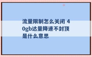 流量限制怎么关闭 40gb达量降速不封顶是什么意思 