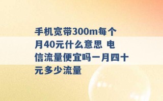 手机宽带300m每个月40元什么意思 电信流量便宜吗一月四十元多少流量 