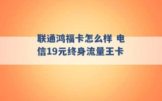 联通鸿福卡怎么样 电信19元终身流量王卡 