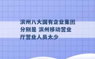 滨州八大国有企业集团分别是 滨州移动营业厅营业人员太少 