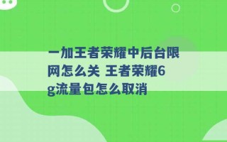 一加王者荣耀中后台限网怎么关 王者荣耀6g流量包怎么取消 