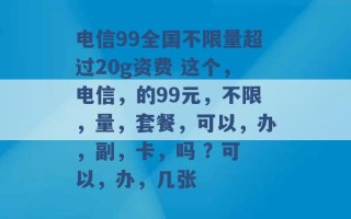 电信99全国不限量超过20g资费 这个，电信，的99元，不限，量，套餐，可以，办，副，卡，吗 ? 可以，办，几张 