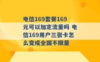 电信169套餐169元可以加定流量吗 电信169用户三张卡怎么变成全国不限量 