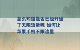 怎么知道是否已经开通了无限流量呢 如何让苹果手机不限流量 