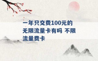 一年只交费100元的无限流量卡有吗 不限流量费卡 