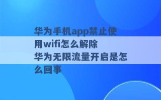 华为手机app禁止使用wifi怎么解除 华为无限流量开启是怎么回事 