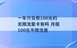 一年只交费100元的无限流量卡有吗 月租100元不限流量 