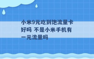 小米9元吃到饱流量卡好吗 不是小米手机有一元流量吗 