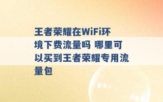 王者荣耀在WiFi环境下费流量吗 哪里可以买到王者荣耀专用流量包 