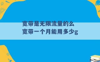 宽带是无限流量的么 宽带一个月能用多少g 