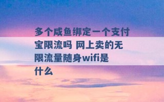 多个咸鱼绑定一个支付宝限流吗 网上卖的无限流量随身wifi是什么 