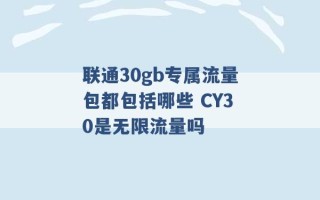 联通30gb专属流量包都包括哪些 CY30是无限流量吗 