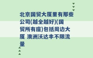 北京国贸大厦里有那些公司(越全越好)(国贸所有座)包括周边大厦 澳洲沃达丰不限流量 