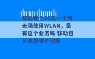 移动有个20元一个月无限使用WLAN，是有这个业务吗 移动包月流量哪个划算 