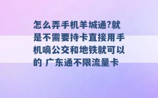 怎么弄手机羊城通?就是不需要持卡直接用手机嘀公交和地铁就可以的 广东通不限流量卡 