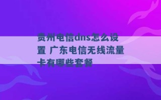 贵州电信dns怎么设置 广东电信无线流量卡有哪些套餐 