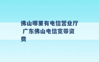 佛山哪里有电信营业厅 广东佛山电信宽带资费 