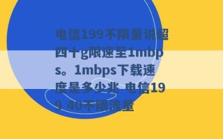 电信199不限量说超四十g限速至1mbps。1mbps下载速度是多少兆 电信199 40不限流量 