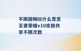 不限回畅玩什么意思 王者荣耀v10皮肤共享不限次数 