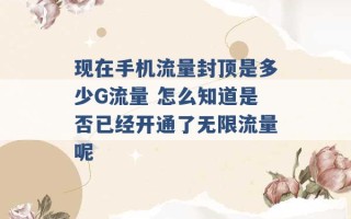 现在手机流量封顶是多少G流量 怎么知道是否已经开通了无限流量呢 