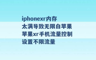 iphonexr内存太满导致无限白苹果 苹果xr手机流量控制设置不限流量 