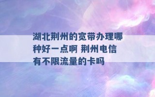 湖北荆州的宽带办理哪种好一点啊 荆州电信有不限流量的卡吗 