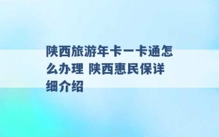 陕西旅游年卡一卡通怎么办理 陕西惠民保详细介绍 