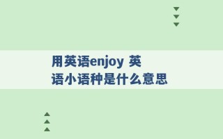 用英语enjoy 英语小语种是什么意思 