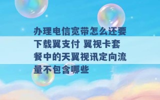 办理电信宽带怎么还要下载翼支付 翼视卡套餐中的天翼视讯定向流量不包含哪些 