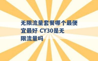 无限流量套餐哪个最便宜最好 CY30是无限流量吗 