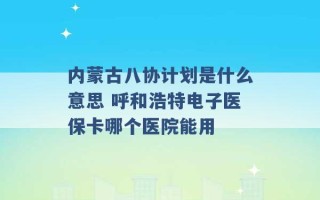 内蒙古八协计划是什么意思 呼和浩特电子医保卡哪个医院能用 