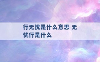 行无忧是什么意思 无忧行是什么 