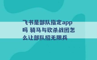 飞书是部队指定app吗 骑马与砍杀战团怎么让部队招无限兵 