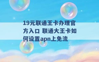 19元联通王卡办理官方入口 联通大王卡如何设置apn上免流 