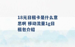 18元日租卡是什么意思啊 移动流量1g日租包介绍 