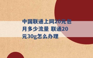 中国联通上网20元包月多少流量 联通20元30g怎么办理 