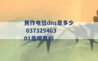 焦作电信dns是多少 03732946301是哪里的 