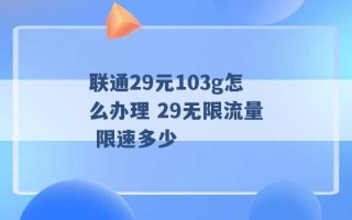 联通29元103g怎么办理 29无限流量 限速多少 