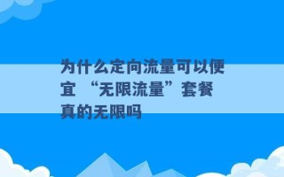 为什么定向流量可以便宜 “无限流量”套餐真的无限吗 