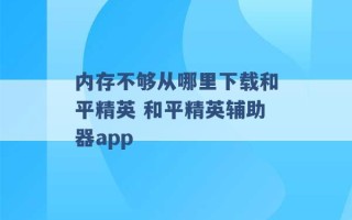 内存不够从哪里下载和平精英 和平精英辅助器app 