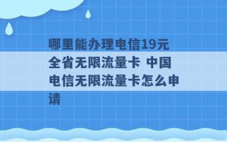 哪里能办理电信19元全省无限流量卡 中国电信无限流量卡怎么申请 