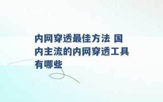 内网穿透最佳方法 国内主流的内网穿透工具有哪些 