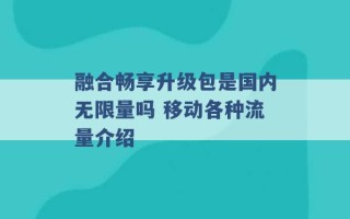 融合畅享升级包是国内无限量吗 移动各种流量介绍 