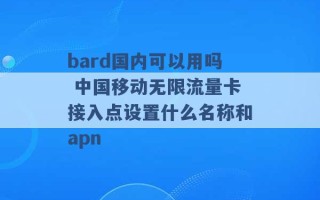 bard国内可以用吗 中国移动无限流量卡接入点设置什么名称和apn 