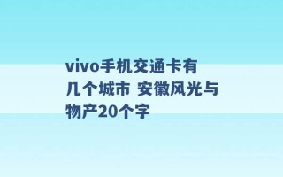 vivo手机交通卡有几个城市 安徽风光与物产20个字 