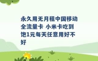 永久用无月租中国移动全流量卡 小米卡吃到饱1元每天任意用好不好 