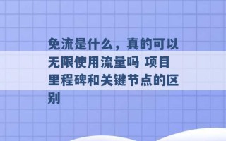 免流是什么，真的可以无限使用流量吗 项目里程碑和关键节点的区别 