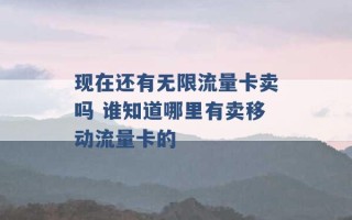 现在还有无限流量卡卖吗 谁知道哪里有卖移动流量卡的 